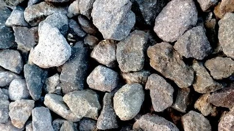 Rough Macadam Background, Grey Macadam Stones Texture Close Up Stock Photos