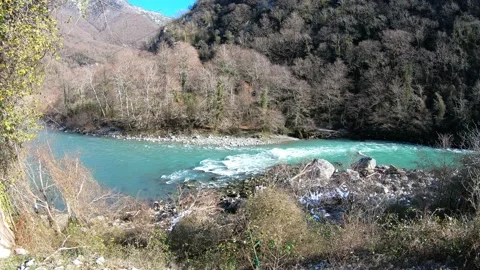 Rough mountain river in Abkhazia Stock Footage 147380974
