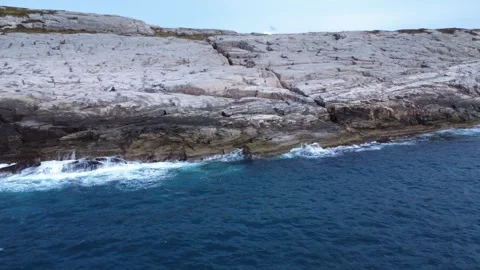 Rough ocean hitting shore drone Stock Footage 310826424