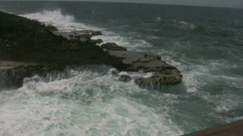 Rough ocean on the north side of curacao 8 Stock Footage 324249
