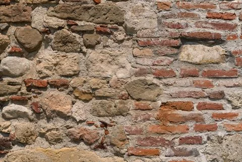 Rough old brick and stone wall texture 写真素材