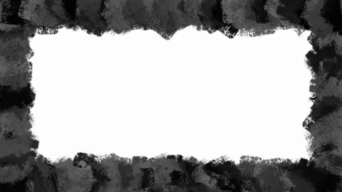 Rough painted grey and black border, stop motion animation on a white background Stockbeeldmateriaal 147330819