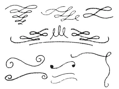 Rough pencil-drawn classic line decorations. Elegant and warm hand-drawn de.. Stock Illustration