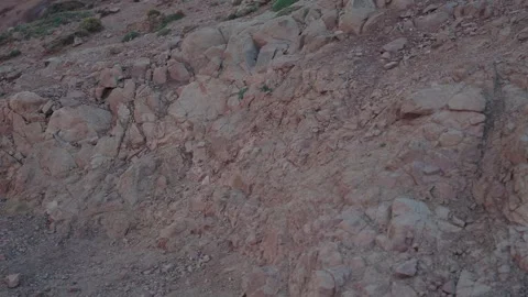 Rough Pink Rock and Rubble Slope With Sparse Scrub in Morocco Stock Footage 340595984