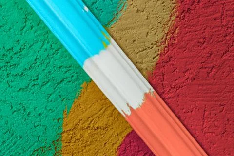 Rough plaster surface painted in a bright color. Variations of harmony and co Foto stock