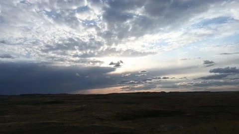 Rough prairie setting with late day time lapse of clouds  Stock Footage 220959271