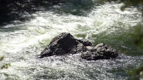 Rough River and the rock Stock Footage 81980621