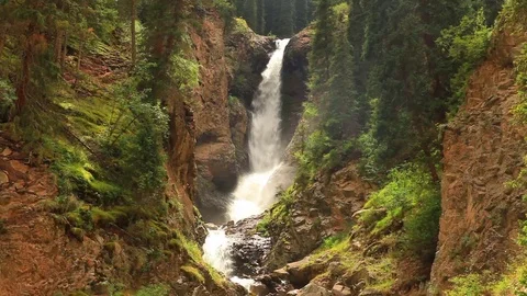 Rough river in the mountains. Kyrgyzstan Stock Footage 80416283