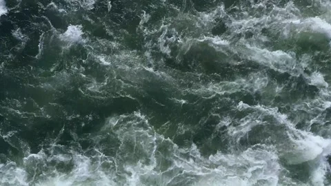 Rough river rapids top aerial drone view Stock Footage 142542950
