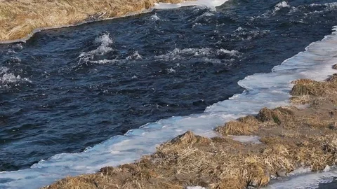 Rough river in spring closeup Stock Footage 89808580