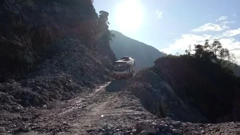 Rough road in Bhutan Stock Footage 247327903