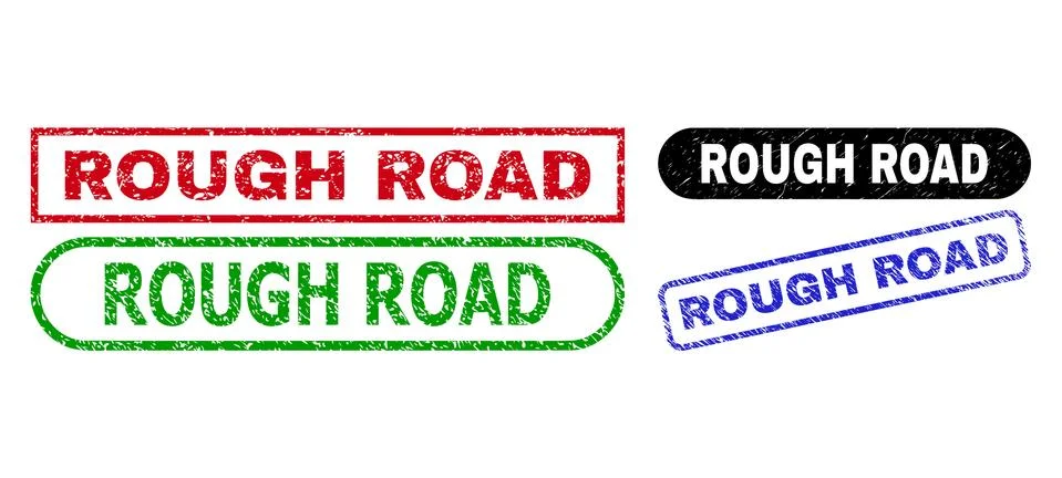 ROUGH ROAD Rectangle Watermarks with Scratched Texture Stock Illustration