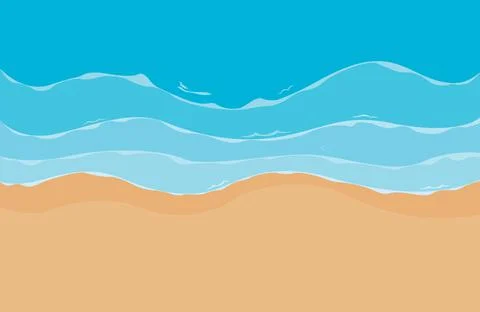 Rough sea and beach. Vector outdoor drawing. Stock Illustration