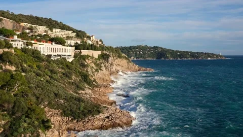 Rough Sea, Cap de Nice, Alpes-Maritimes, France. Stock Footage 145903545