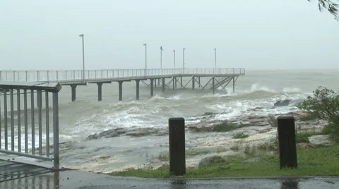 Rough Sea As Cyclone Hits Australia Stock Footage