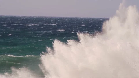 Rough sea with massive splash in foreground Stock Footage 168776063