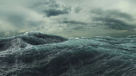 Rough Sea seamless loop. big waves in a stormy ocean. Stock Footage