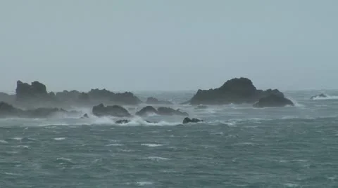 Rough Sea Strong Wind On Rocks 2 Stock Footage 11440479
