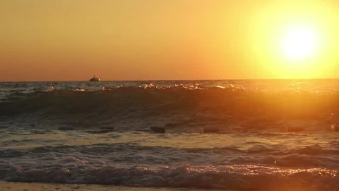 Rough sea at sunset Stock Footage 160214734