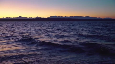 Rough Sea Surface Waves Rolling Under A Sunset Sky Stock Footage 342211286