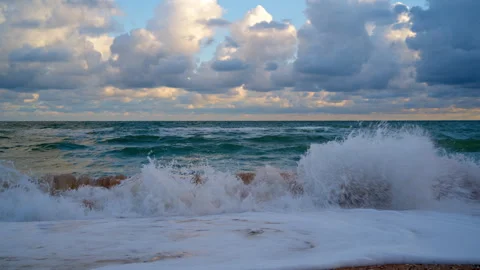 Rough Sea Waves At Dawn After Storm Stock Footage 312515025