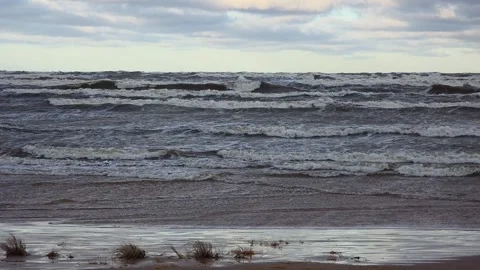 Rough Sea Waves Under Cloudy Sky Stock Footage 336767473