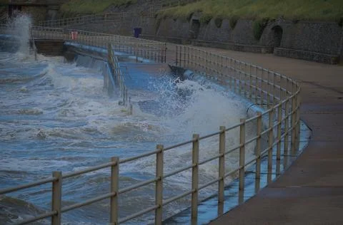 Rough seas from the backlash of storm Antoni . Stock Photos