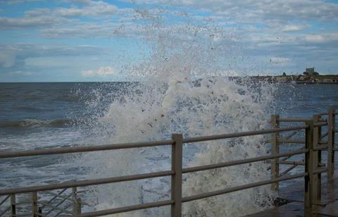 Rough seas from the backlash of storm Antoni . Stock Photos