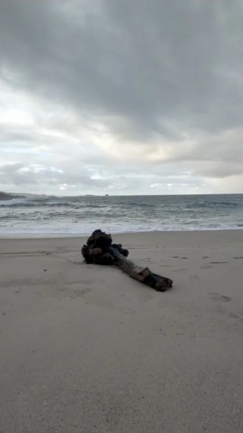 Rough seas on a beach on the Cantabrian coast of Spain Stock Footage 327190611