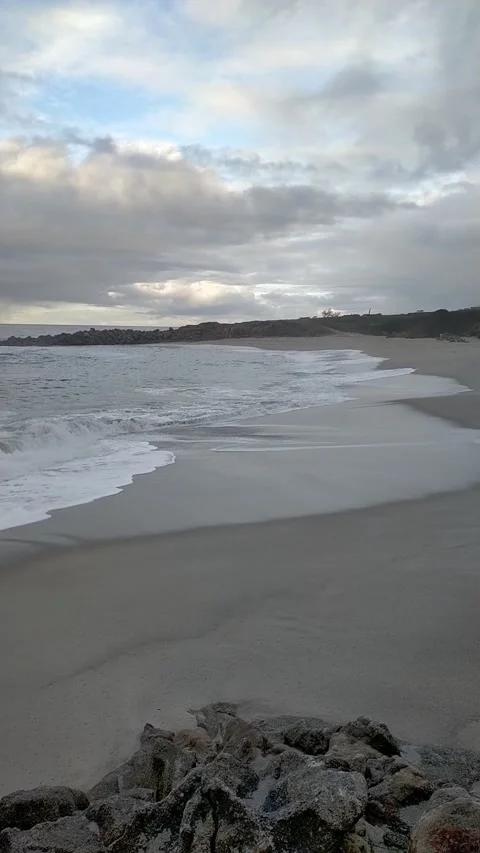Rough seas on a beach on the Cantabrian coast of Spain Stock Footage 327190626