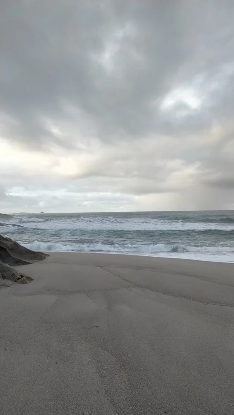 Rough seas on a beach on the Cantabrian coast of Spain Stock Footage 327190630