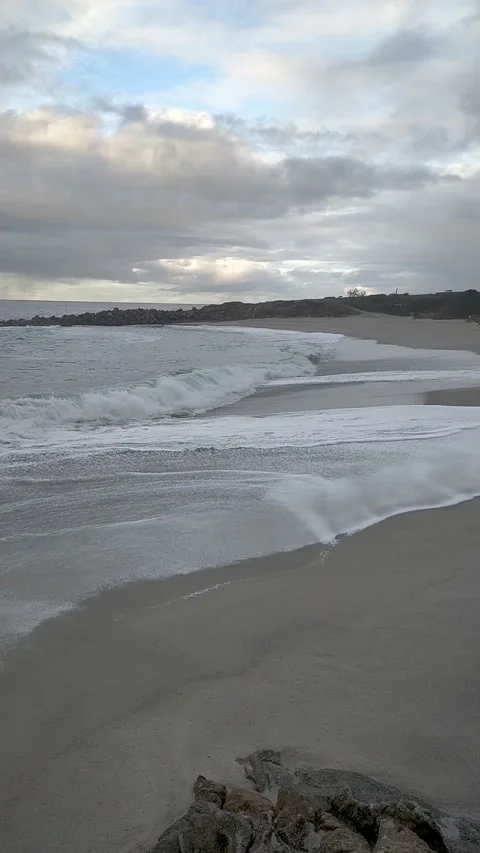 Rough seas on a beach on the Cantabrian coast of Spain Stock Footage 327190631