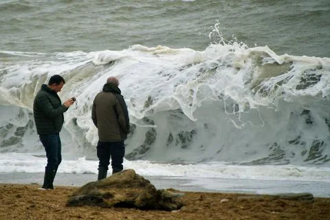 Rough seas on the beach Stock Photos