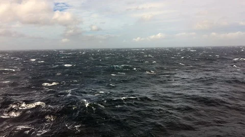 Rough seas on a dark gray stormy day Stock Footage 94705337