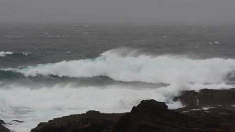 Rough seas in high winds in 4k Stock Footage 292684272