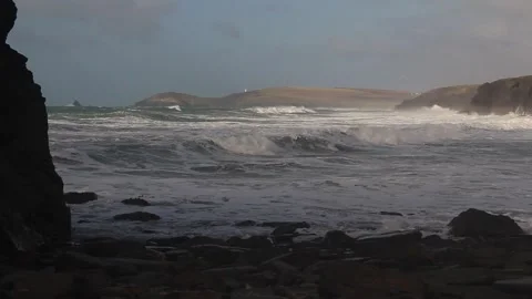 Rough seas on the north cornish coast Stock Footage 274231410