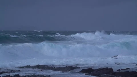 Rough seas in Orkney in 4k Video stock 301236611