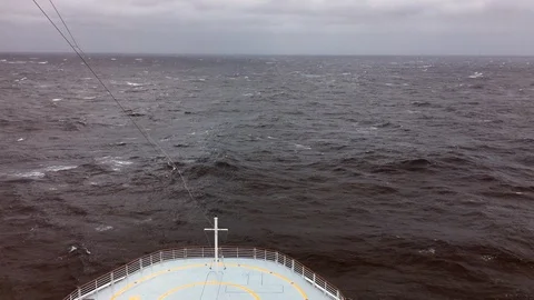 Rough seas as seen from the front of a ship Stock Footage 88336307
