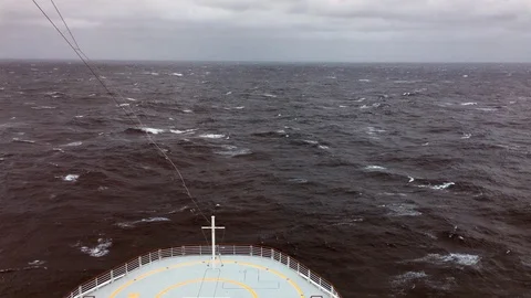 Rough seas as seen from the front of a ship Stock Footage 88338021