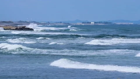 Rough seas on a sunny day Stock Footage 236980680