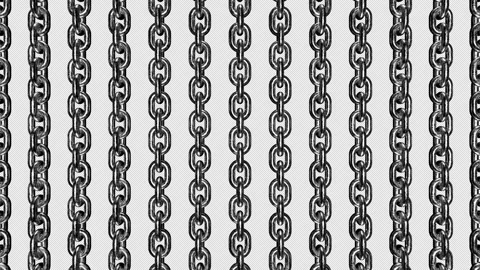 Rough silver chains rotating like loop background, overlay with alpha channel 3d Stock Footage 299628795