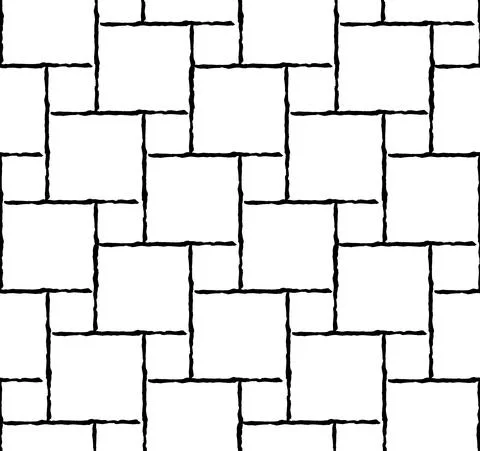Rough squares seamless outline pattern Stock Illustration