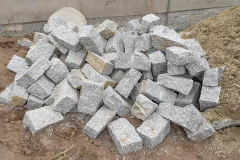 Rough Stone Block Pile. Stock Photos