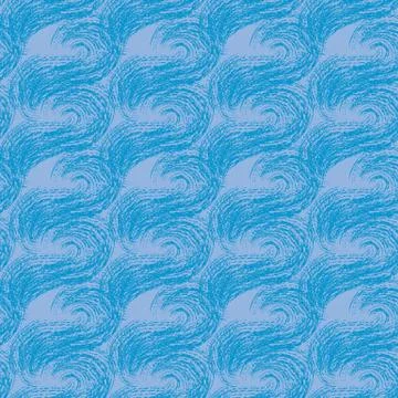 Rough stormy sea seamless vector textured pattern in blue colors Stock Illustration