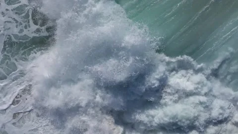 Rough Stormy Waves Over The Foamy Surface. Aerial Shot Stock Footage 279310521