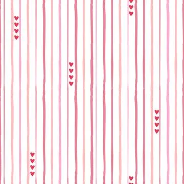 Rough Stripes seamless pattern with cute hearts details. Stock Illustration