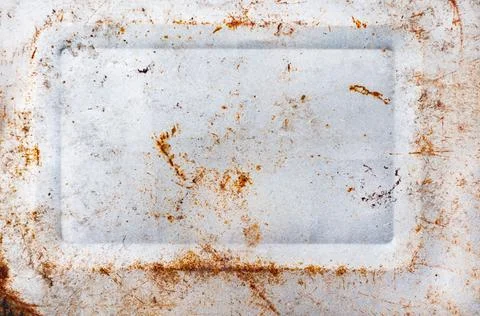 Rough surface old wall, white concrete slab with rust, brown rusty color, tex Stock Photos