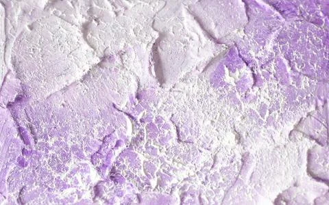 Rough texture of white putty with purple stains on wall Stock Photos