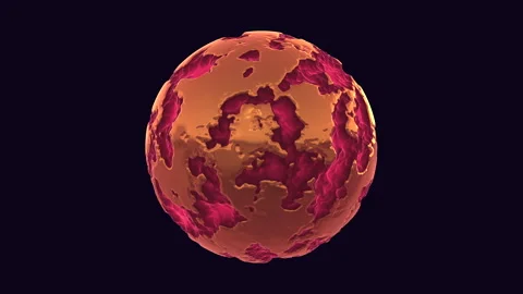 Rough-textured red and yellow sphere, planetary representation Stock Footage 322792278
