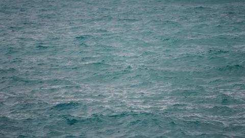 Rough Turquoise Water Under Overcast Sky Stock Footage 305957360